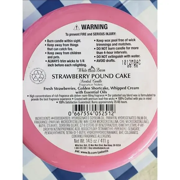 BBW Strawberry Pound Cake Large 3 Wick Candle Home Fragrance Decor Pink Jar - Picture 2 of 2